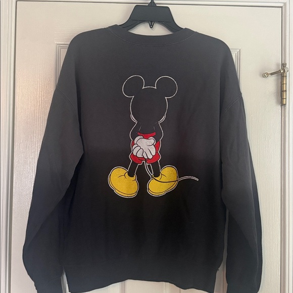 Disney Two-toned Black/Gray Crewneck Sweatshirt with Mickey Mouse - Picture 3 of 4